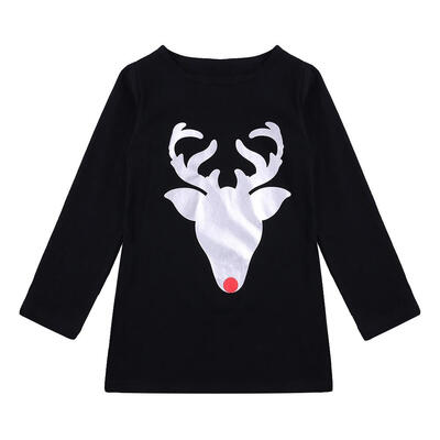 

Family Matching Clothes Mommy Daughter Print Long Sleeve Christmas Dress