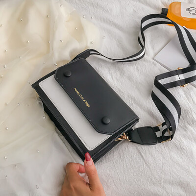 

2019 new Sen temperament contrast color square bag tide fashion casual Messenger bag chic wild broadband shoulder bag