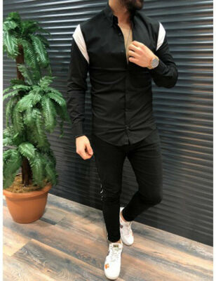 

Luxury Men Slim Fit Dress Shirt Long Sleeve Stylish Formal Casual T-shirt Top