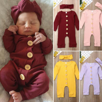 

Newborn Baby Boy Girl Long Sleeve Romper Bodysuit Jumpsuit Clothes Outfits 0-18M