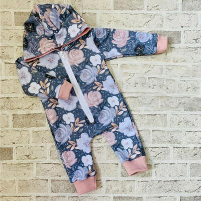

Newborn Baby Girl Hoodies Clothes Outfit Floral Romper Zipper Jumpsuit Playsuit