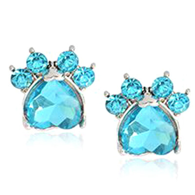 

Dog Pet Paw Animal Birthstone Earring Crystal Heart Earrings Print Charm Birthstone Gift For Lovers Earrings Jewelry