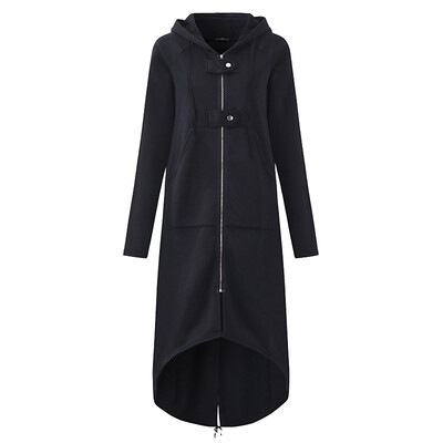 

Toponeto Women Fashion Hooded Jacket Long Sleeve Long Solid Coat With Pocket