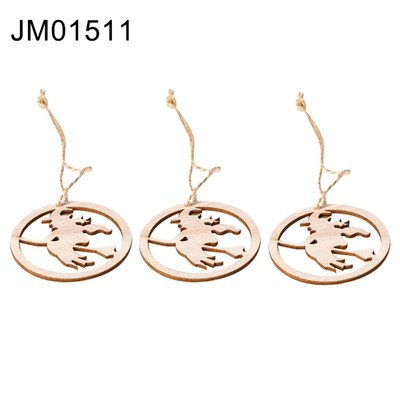 

3PcsSet Wooden Hollow Witch Pumpkin Pendant with Hemp Rope Halloween Decor