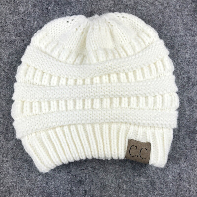 

Autumn winter hat knit ponytail warm cap ladies wool cap