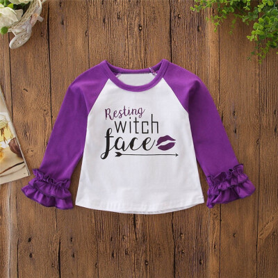 

Toddler Kids Baby Girl Long Sleeve Halloween Print T shirt Tops Clothes Outfit