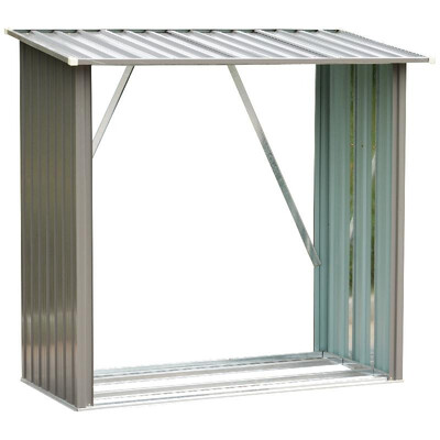 

6425 Steel Sturdy Firewood Shed Storage Rack - Gray