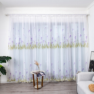 

Gobestart Leaves Curtain Tulle Window Treatment Voile Drape Valance 1 Panel Fabric