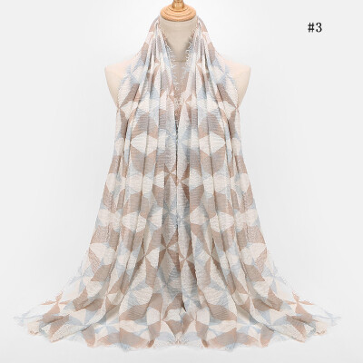 

2018 autumn&winter new geometric diamond scarf foreign trade original single autumn&winter cotton&linen printed shawl