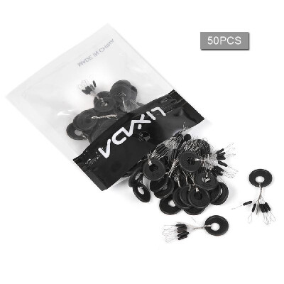 

Lixada 50PCS Black Rubber Stopper Fishing Float Space Bean Stopper Float Line Stoppers Stops