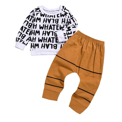 

Casual Letters Print O-Neck T-shirt Pants 2pcs Boys Clothes Set Outfits