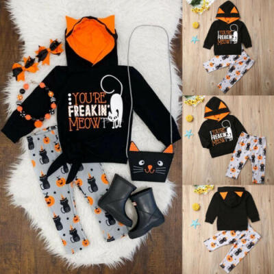 

US Seller Newborn Baby Girls Halloween Clothes Hooded Tops Long Pants Tracksuit