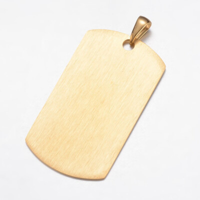 

304 Stainless Steel Pendants Blank Stamping Tag Rectangle Golden 43x24x1mm Hole 3x6mm