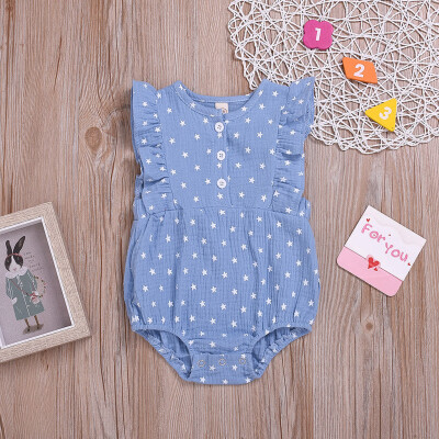 

Newborn Kids Baby Girls Clothes 4th of July Stars Print Romper Bodysuit Outfits