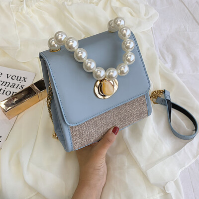 

Tailored Fashion Women Retro Weave Pearl Leather Handle Bags Crossbody Bag Shoulder Bags