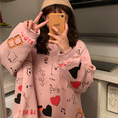

Pusheen Women Kawaii Hoodie Women Korean Harajuku Cute Sweatshirt Female 90s Cartoon Cute Oversized Kpop Pullover