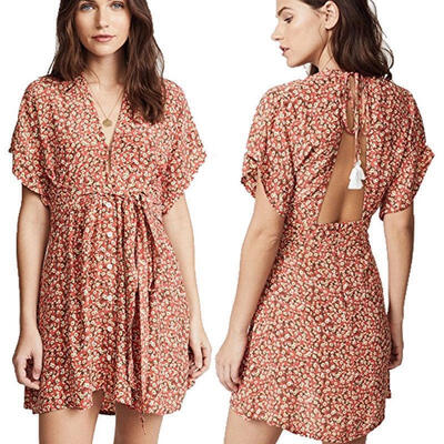 

Sexy Women Fashion Boho Floral Evening Party Mini Dress Summer Beach Sundress
