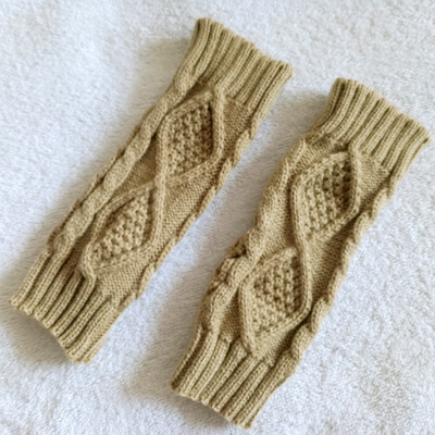 

Knitted Gloves Women Winter Half Finger Wool Gloves Autumn&Winter Warm Rhombus Lattice Knitted Wool Couple Gloves
