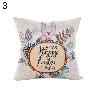 

Lovely Rabbit Linen Throw Pillow Case Sofa Bed Cushion Cover Easter Home Decor