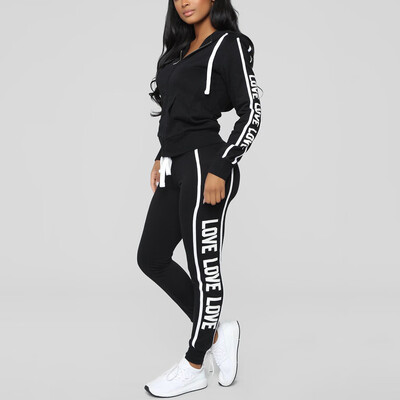 

Roseonmyhand Fashion Women Casual Stripe Zipper Long Sleeve Pullove Sport TopsLong Pants Set