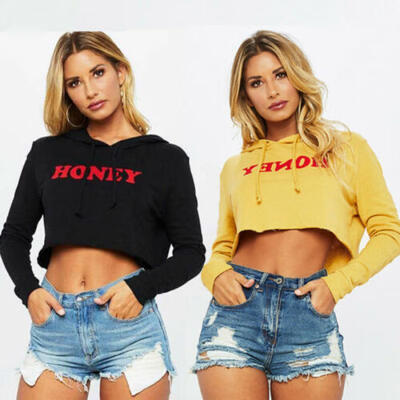 

Sexy Women Long Sleeve Hoodie Sweatshirt Jumper Sweater Crop Top Pullover Autumn