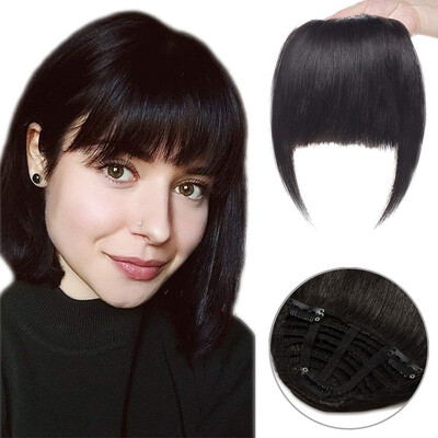 

Human Hair Extension Clip In Front Hair Bangs Fringe human Straight Hair Front Hair Extensions
