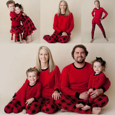 

Family Matching Christmas Pajamas Set Women Men Kids Sleepwear Nightwear Pyjamas