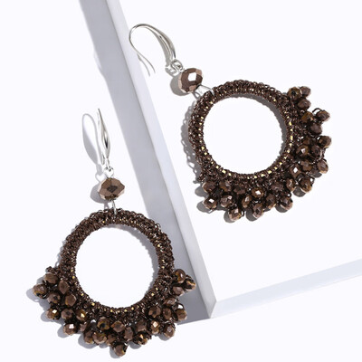 

Bohemian Fashion Women Crystal Beads Drop Dangle Earrings Round Pendant Jewelry