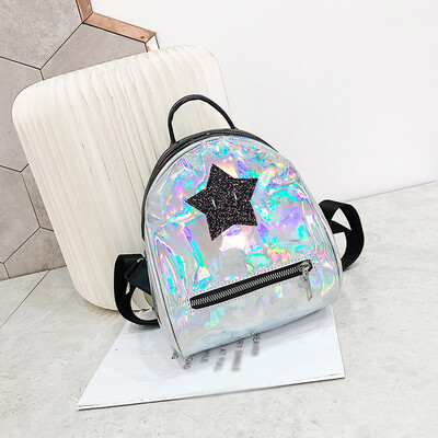 

Tailored Fashion Lady Wild Color Stars Multi-Function Zipper Backpack Student Bag