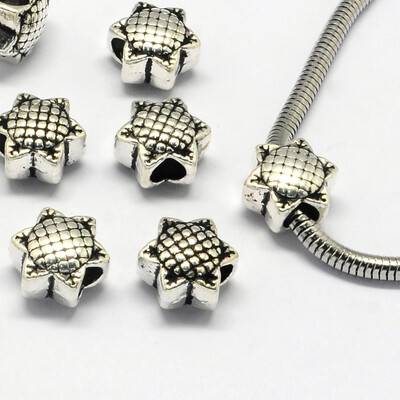 

Alloy European Beads Large Hole Beads Sunflower Antique Silver 11x12x10mm Hole 5mm