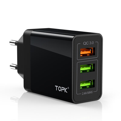 

TOPK B348Q Quick Charge 30 USB Charger QC30 Fast Charging Multi Charger for Samsung S10 Xiaomi Mi9 Travel Wall Phone Charger