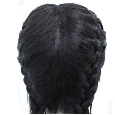 

〖Follure〗Synthetic Baby Hair Braided Double Lace Front Wig Long Black Ombre Black Wigs