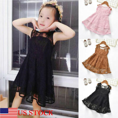 

Princess Floral Girls Dress Baby Lace Party Formal Wedding Bridesmaid Dresses US