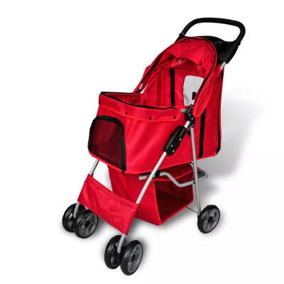 

Folding Pet Stroller DogCat Travel Carrier Red