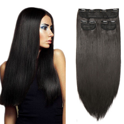 

20" Inch Clip in Hair Extensions 3pcs 8 Clips Straight Silky Synthetic Full Head Hair Pieces Length50cmWeight190g