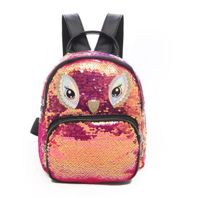 

Sequins Eyes Travel Backpacks Women School Bags PU Leather Small Knapsack