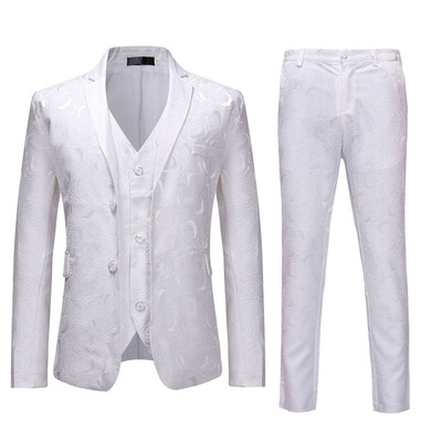 

Gobestart Mens Suit Slim 3-Piece Suit Blazer Business Wedding Party Jacket Vest & Pants