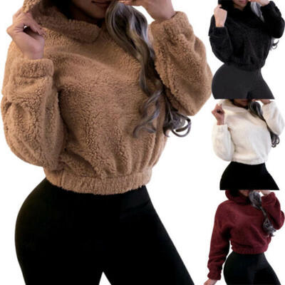 

Winter Women Teddy Bear Coat Jacket Hooded Fleece Pullover Sweater Outwear Tops