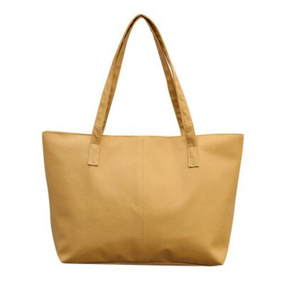 

Solid Color Women Large Capacity Faux Leather Tote Shoulder Bag Shopping Pouch