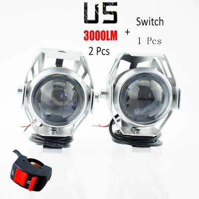 

U5 LED Motorcycle Spotlight Driving Light 12v 125W 3000LM Head Angel Lamp moto Headlight Offroad ATV DRL Motorbike Fog Lights