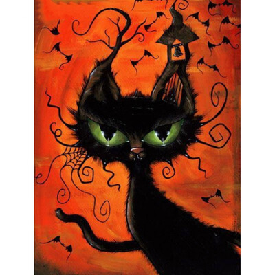 

Diamond Painting Full Square Cat Diamond Embroidery Mosaic Diamond Art Rhinestones Cross Stitch Picture Halloween