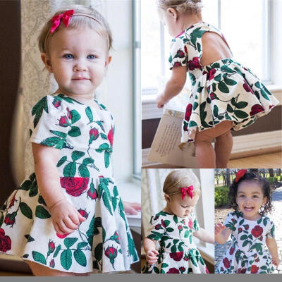 

Newborn Toddler Baby Kid Girl Floral Sundress Dress Briefs Outfit Casual Clothes