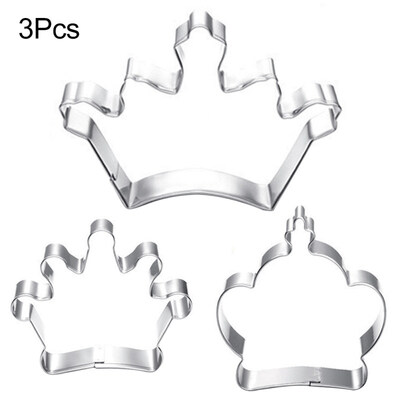 

3Pcs Stainless Steel Crown Cookie Cutter Fondant Cake Biscuit Mould Baking Tool