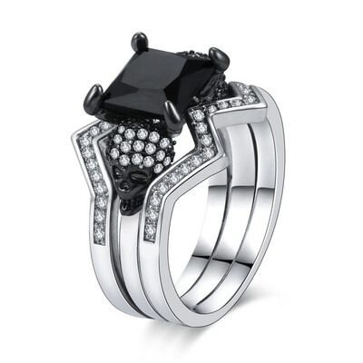

Woman Crystal Fashion Jewelry Punk Skull Rings