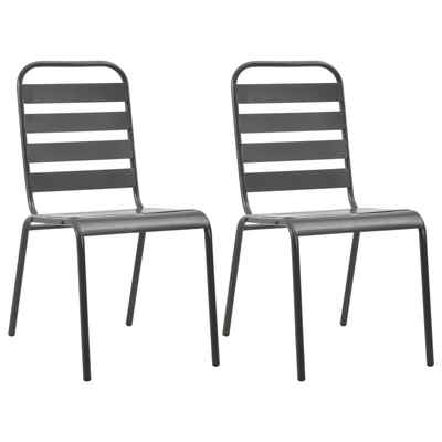 

Stackable Outdoor Chairs 2 pcs Steel Gray