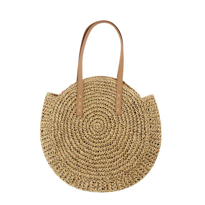 

Gobestart New Retro Mori Round Straw Bag Woman Summer Bag Beach Bag Leisure Shoulder Bag