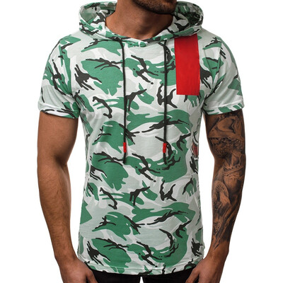 

Toponeto Mens Summer New Cap Camouflage Short Sleeve Top Fashion Comfortable Blouse Top