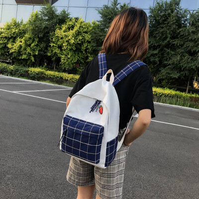 

Tailored Women Plaid Casual Backpack Fashion Wild Large Capacity Canvas Bag