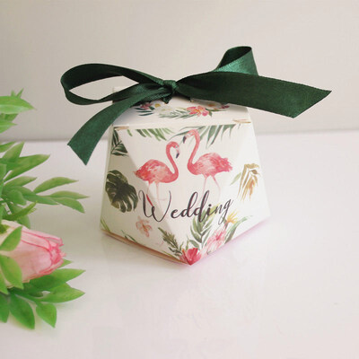 

FUNNYBUNNY Wedding Party Favor Boxes Flamingo Multidimensional Candy Gift Boxes Bonbonniere with Ribbon for Party Decorations