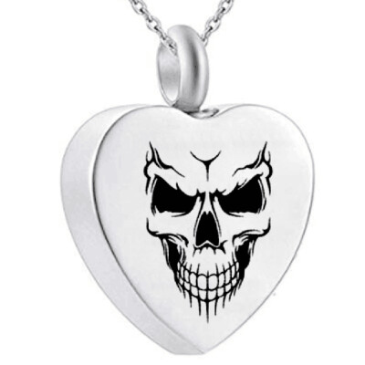 

Skull Cremation Jewelry Urn Necklace Ashes Engraved Keepsake Memorial Pendant